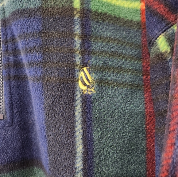 Vintage NAUTICA Multi Coloured Plaid NauTech Fleece 1/4 Zip Sweater Made USA XXL - Picture 2 of 8
